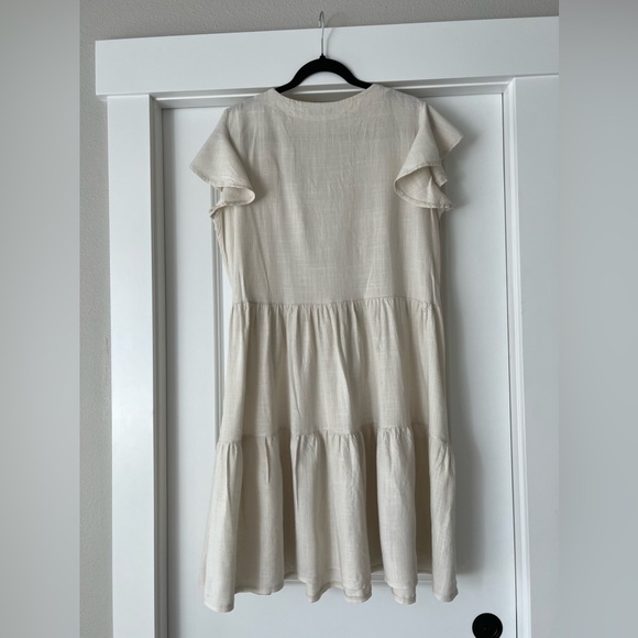 Vanessa Alexandra Linen Blend Dress Tan Made In Italy Size M - Picture 7 of 8